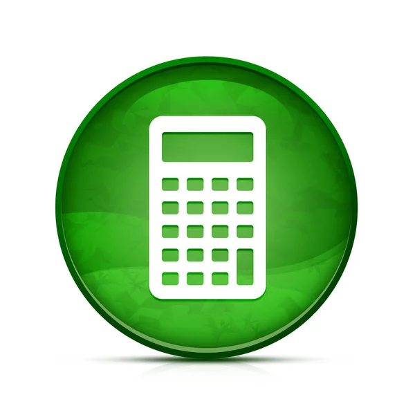 Ícone Calculadora Botão Redondo Verde Elegante Respingo — Fotografia de Stock