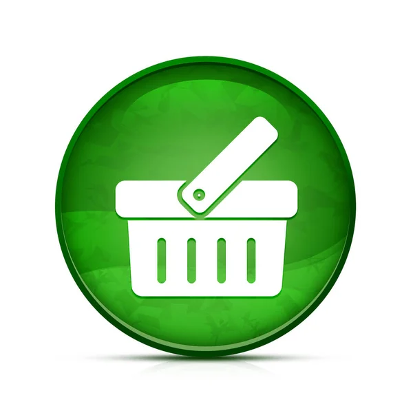 上品なスプラッシュ緑色の丸ボタンのショッピングカートアイコン — ストック写真