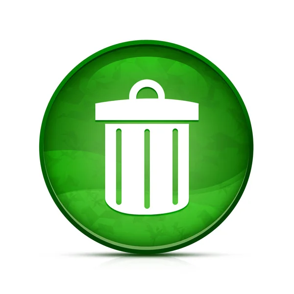 Icono Papelera Reciclaje Elegante Botón Redondo Verde Salpicadura —  Fotos de Stock