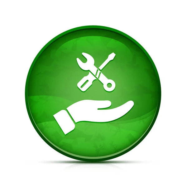 上品なスプラッシュ緑の丸ボタンに手の修復アイコン — ストック写真