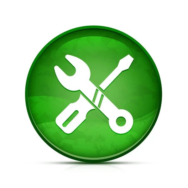 Ikona Naprawy Klasycznym Zielonym Okrągłym Przycisku — Zdjęcie stockowe