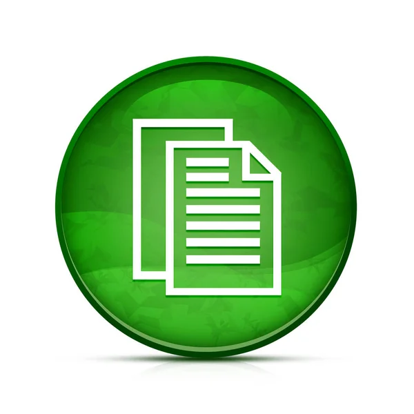 Icono Páginas Documentos Elegante Botón Redondo Verde Salpicadura — Foto de Stock