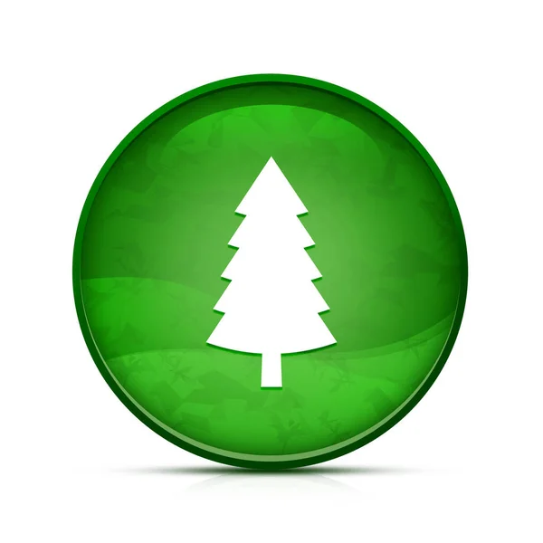 Evergreen Ikona Choinki Ikona Klasycznym Splash Zielony Okrągły Przycisk — Zdjęcie stockowe