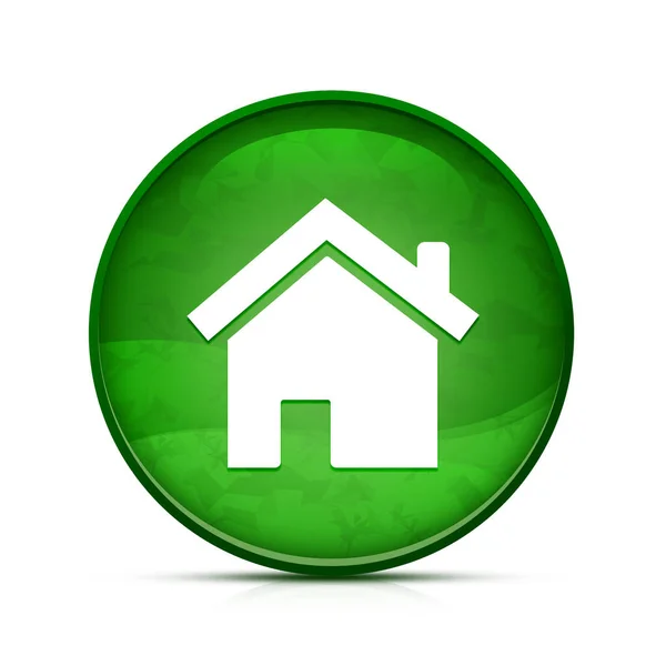 上品なスプラッシュ緑色の丸ボタンのホームアイコン — ストック写真