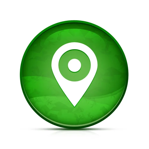 ロケーションピンアイコン上の上品なスプラッシュ緑丸ボタン — ストック写真