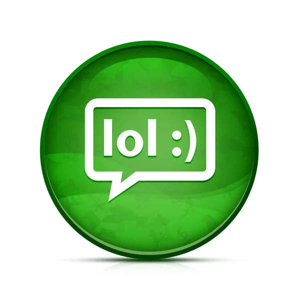 雅致飞溅绿色圆形按钮上的Lol气泡图标 — 图库照片