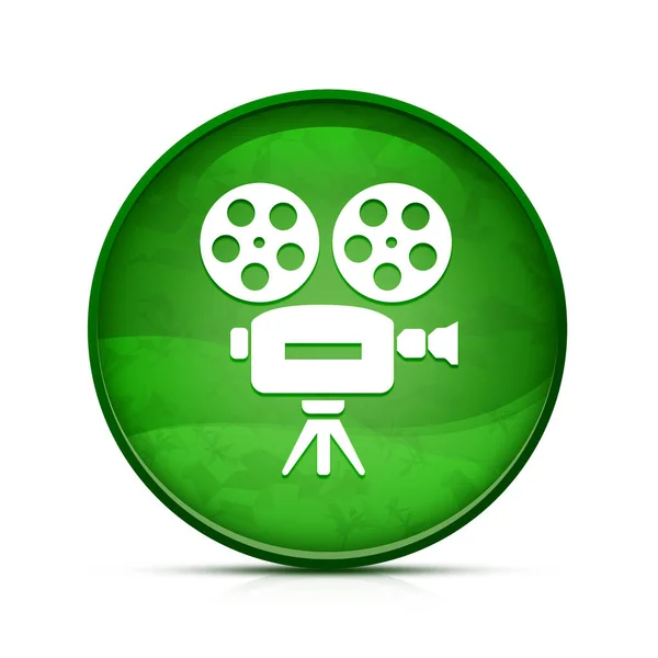 Klas Sıçrama Yeşil Yuvarlak Tuş Üzerine Video Kamera Simgesi — Stok fotoğraf