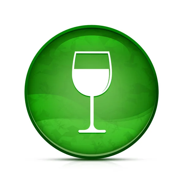 Ikona Kieliszka Wina Eleganckim Zielonym Okrągłym Przycisku — Zdjęcie stockowe