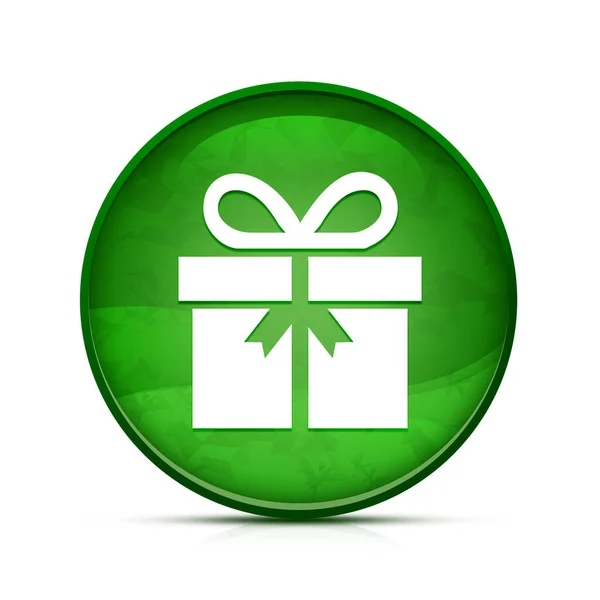 Піктограма Подарунка Класі Зеленої Круглої Кнопки — стокове фото