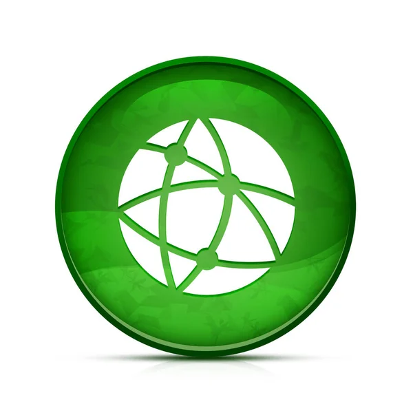 Мировые Технологии Иконка Социальной Сети Стильной Зеленой Кнопке — стоковое фото