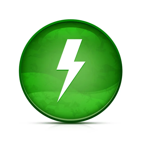 上品なスプラッシュ緑色の丸ボタンの稲妻アイコン — ストック写真