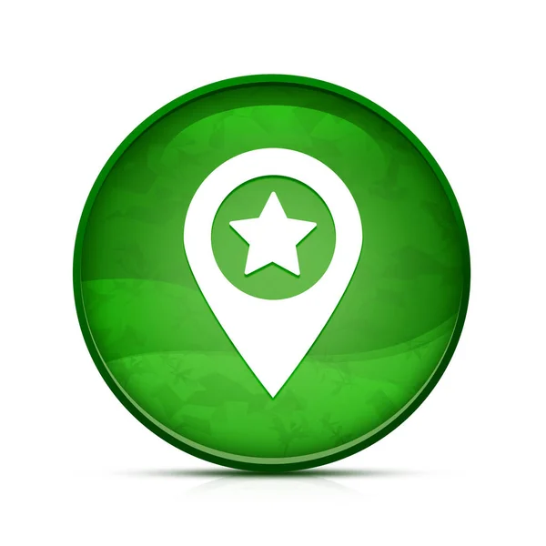 Піктограма Зірки Покажчика Карти Класі Зеленої Круглої Кнопки Бризки — стокове фото