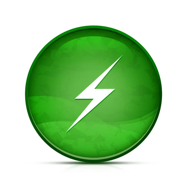 上品なスプラッシュ緑色の丸ボタンのライトニングアイコン — ストック写真