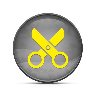 Makas simgesi şık sıçrama siyah yuvarlak düğme