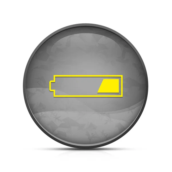 洗練されたスプラッシュブラックラウンドボタン上の3番目の充電バッテリーアイコン — ストック写真