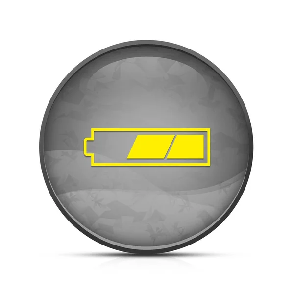 Dritte Geladene Batterie Symbol Auf Edlen Spritzer Schwarzen Runden Knopf — Stockfoto
