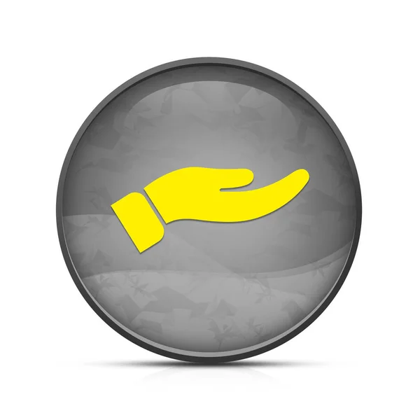 Ręczna Ikona Klasycznym Czarnym Okrągłym Przycisku — Zdjęcie stockowe