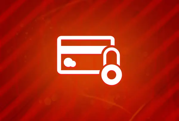 Kreditkarte Sicherheitssymbol Isoliert Auf Abstrakten Roten Farbverlauf Pracht Hintergrund Illustration — Stockfoto