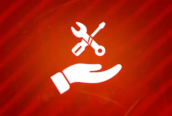Hand Reparation Ikon Isolerad Abstrakt Röd Gradient Förstoring Bakgrund Illustration — Stockfoto
