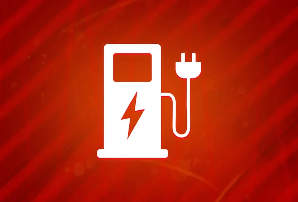 Ikona Stacji Ładowania Pojazdu Elektrycznego Izolowana Abstrakcyjnym Czerwonym Gradientowym Tle — Zdjęcie stockowe