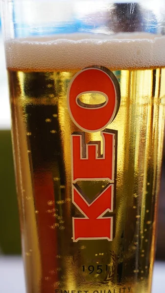 Склянка Keo Кіпрського Пива Типу Pilsner Вариться Лімасолі Кіпр 1951 — стокове фото