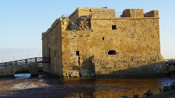 Vista Castelo Medieval Porto Paphos Chipre Famoso Marco Destino Viagem — Fotografia de Stock