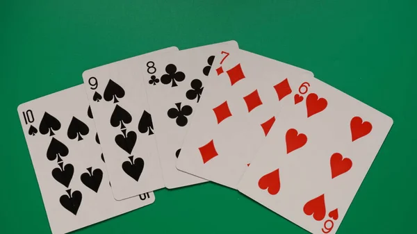 Kombinace Hraní Karet Poker Kasino Herním Stole — Stock fotografie