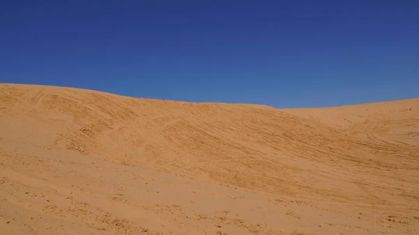 Песчаные Дюны Песчаной Рябью Ясным Голубым Небом Путешествие Фон Песком — стоковое фото