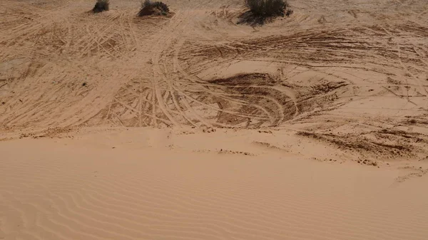 Huellas Pie Coche Del Desierto Desierto Del Negev Israel —  Fotos de Stock