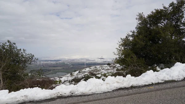 stock image Winter in Israeli North. Golan Heights covered with snow