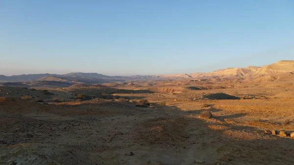 Napkelte Kilátás Hamakhtesh Hagadol Nagy Kráterre Negev Sivatagban Dél Izraelben — Stock Fotó