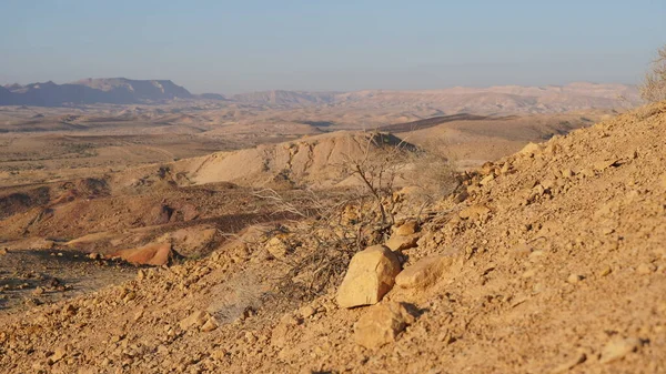 Vista Sorgere Del Sole Hamakhtesh Hagadol Grande Cratere Nel Deserto — Foto Stock