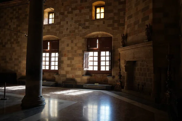 Interior Palácio Grão Mestre Dos Cavaleiros Rodes Palácio Foi Construído — Fotografia de Stock