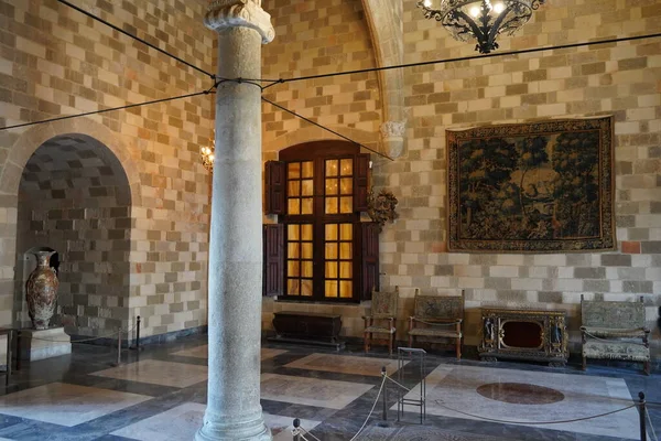 Εσωτερικό Του Παλατιού Του Μεγάλου Μαγίστρου Των Ιπποτών Της Ρόδου — Φωτογραφία Αρχείου