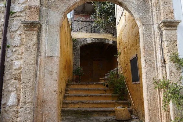 Ruas Estreitas Medievais Casas Arruinadas Velhas Cidade Velha Rhodes Greece — Fotografia de Stock