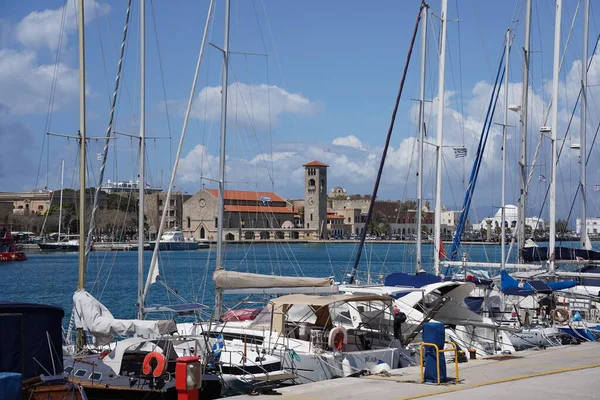Bateaux Luxe Sur Plage Rhodes Îles Grecques — Photo