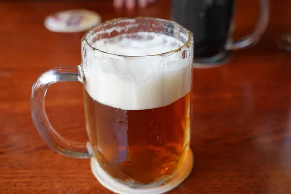 Bière Dorée Pilsner Lager Style Tchèque Sur Table Bar Pub — Photo