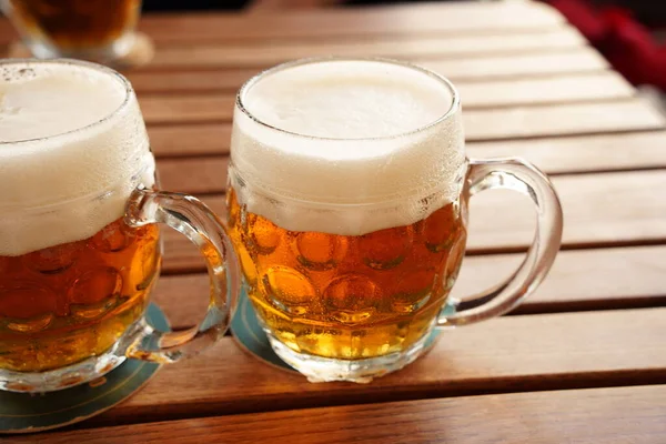Czech Style Pilsner Lager Golden Beer Table Bar Pub Restaurant — Stock Photo, Image