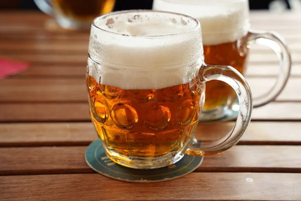 Czech Style Pilsner Lager Golden Beer Table Bar Pub Restaurant — Stock Photo, Image