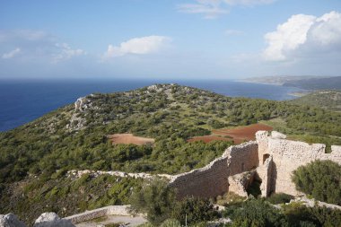 Kritinia Ortaçağ Şatosu (Kastellos) Aziz John Şövalyeleri, Rodos Adası, Yunanistan