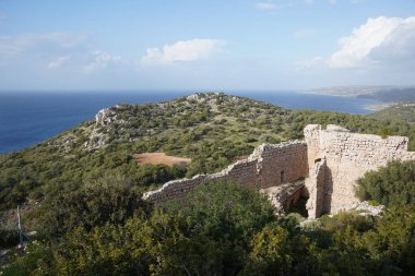 Kritinia Ortaçağ Şatosu (Kastellos) Aziz John Şövalyeleri, Rodos Adası, Yunanistan