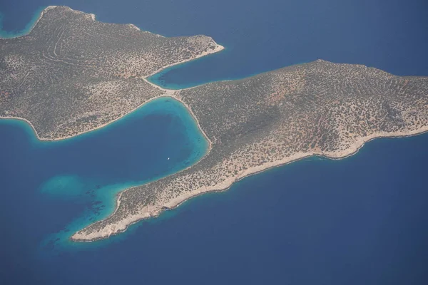 Ilhas Gregas Vista Aérea Tiro Avião — Fotografia de Stock