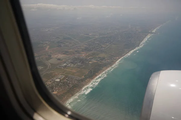 Αεροφωτογραφία Στο Νησί Της Ρόδου Από Αεροπλάνο Παραθαλάσσιο — Φωτογραφία Αρχείου