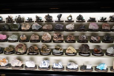 Prag, Çek Cumhuriyeti, 14 Haziran 2023 - Ulusal Müze, çeşitli mineraller sergisi