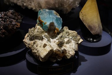 Prag, Çek Cumhuriyeti, 14 Haziran 2023 - Ulusal Müze, çeşitli mineraller sergisi