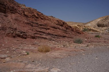 Eilat yakınlarındaki Kızıl Kanyon, İsrail 'in güneyindeki, ulusal doğa koruma alanında güzel bir manzara.