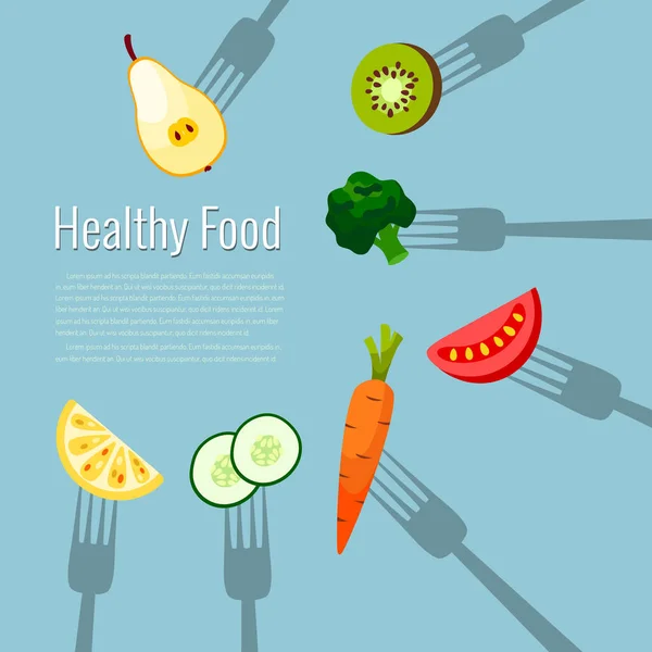 Hortalizas Frutas Tenedores Ilustración Saludable Vector Alimentos — Foto de Stock