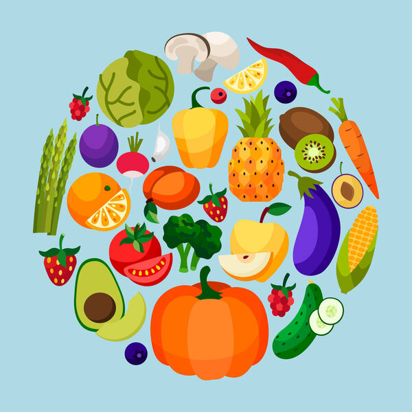 Organic farm illustration. Healthy lifestyle vector design elements. 