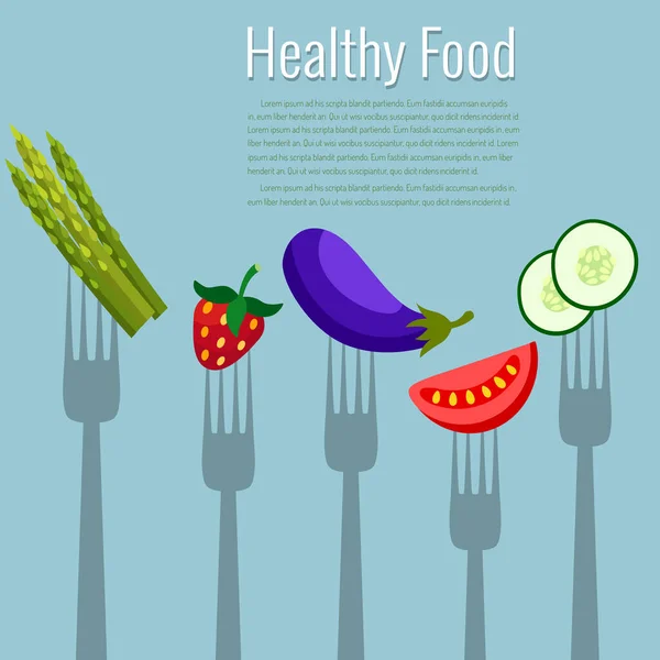 Vegetables Fruits Forks Healthy Food Vector Illustration — Stock Photo, Image