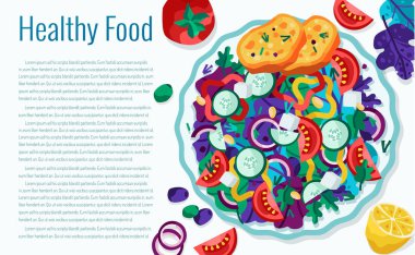 Yunan salatası. Sağlıklı beslenme vektörü illüstrasyonu